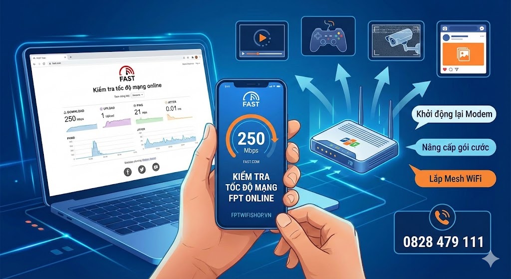 Kiểm Tra Tốc Độ Mạng FPT Online – Đo WiFi FPT, Phân Tích Ping, Upload/Download & Cách Khắc Phục Khi Mạng Chậm